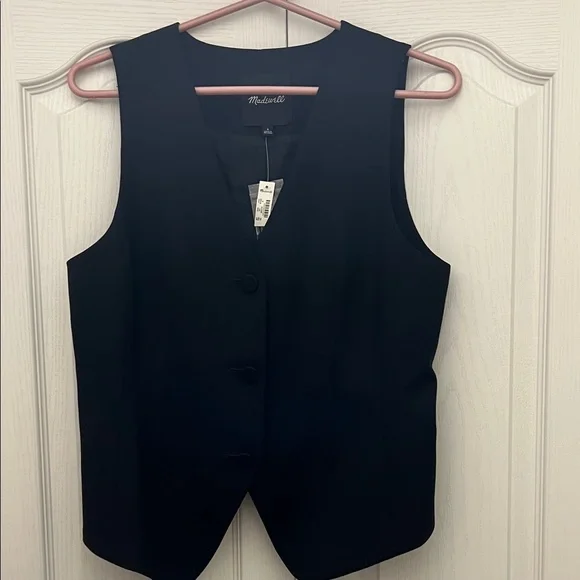 Madewell Black Wool Blend V-Neck Vest Size: 8 - Picture 5 of 7